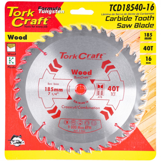Blade Tct 185 X 40t 16mm General Purpose Combination