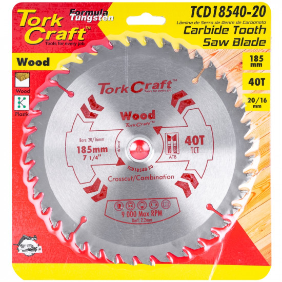 Blade Tct 185 X 40t 20/16 General Purpose Combination Blade Tct 185 X 40t 20/16 General Purpose Combination