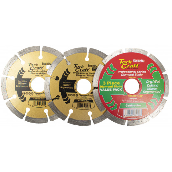 Diamond Blade Segmented 115mm Professional Bulk 3 Pack Shrink Diamond Blade Segmented 115mm Professional Bulk 3 Pack Shrink