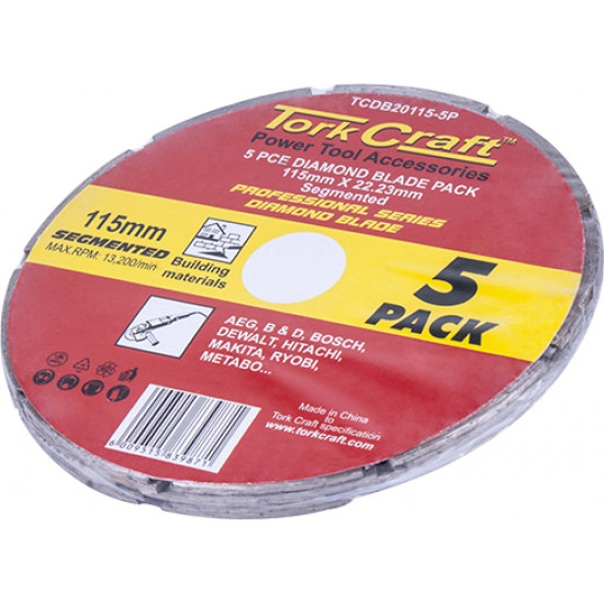 Diamond Blade Segmented 115mm Professional Bulk 5 Pack Diamond Blade Segmented 115mm Professional Bulk 5 Pack