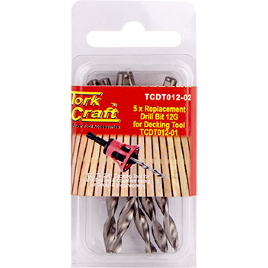 Replacement Drill Bits 12g X 5pc For Decking Tool Tcdt012-01 Replacement Drill Bits 12g X 5pc For Decking Tool Tcdt012-01