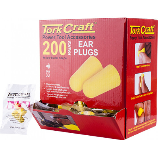 Ear Plug 200pc Bullet Shape Snr33 Yellow Per Box Ear Plug 200pc Bullet Shape Snr33 Yellow Per Box