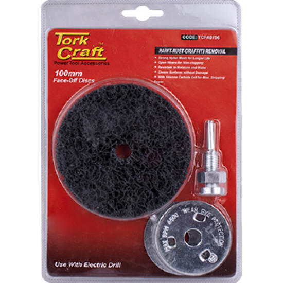 Face Off Disc & Arbor 100mm Carded For Drill Face Off Disc & Arbor 100mm Carded For Drill