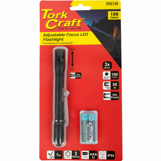 Torch Led Alum Focus Adj 100lm Blk Use 2 X Aaa Bat 2 Mode Flash Light Torch Led Alum Focus Adj 100lm Blk Use 2 X Aaa Bat 2 Mode Flash Light