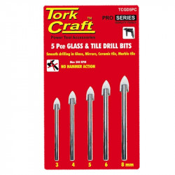 Glass & Tile Drill Bit Set 5 Pce 3/4/5/6/8
