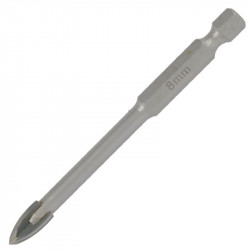 Glass & Tile Drill 8mm 4 Flute With Hex Shank