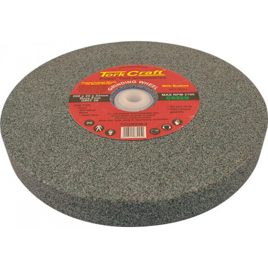 Grinding Wheel 200x25x32mm Green Coarse 36gr W/bushes For Bench Grin Grinding Wheel 200x25x32mm Green Coarse 36gr W/bushes For Bench Grin