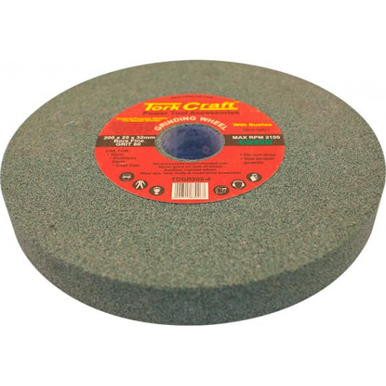 Grinding Wheel 200x25x32mm Bore Fine 60gr W/bushes For B/g Green Grinding Wheel 200x25x32mm Bore Fine 60gr W/bushes For B/g Green