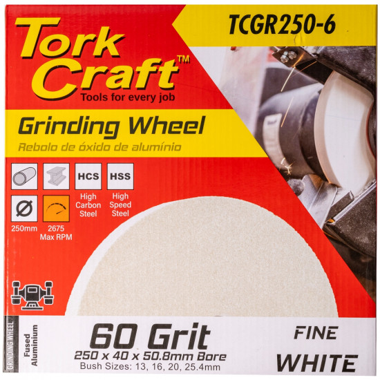 Grinding Wheel 250 X 40 X 50.8mm Bore Fine 60g White