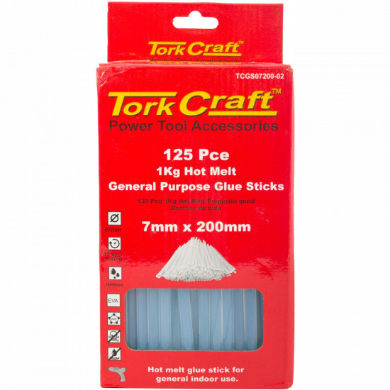 Glue Stick 07 X 200mm 125pc 1kg Hot Melt Gen. Purpose Eva 18000cps Glue Stick 07 X 200mm 125pc 1kg Hot Melt Gen. Purpose Eva 18000cps