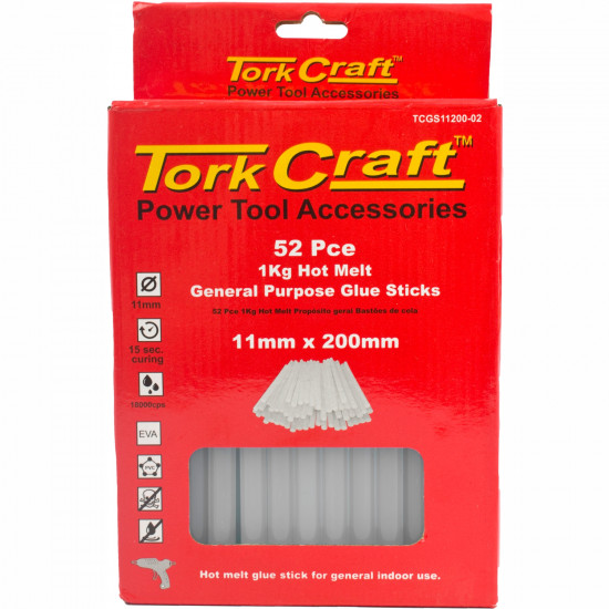 Glue Stick 11 X 200mm 52pc 1kg Hot Melt Gen. Purpose Eva 18000cps Glue Stick 11 X 200mm 52pc 1kg Hot Melt Gen. Purpose Eva 18000cps