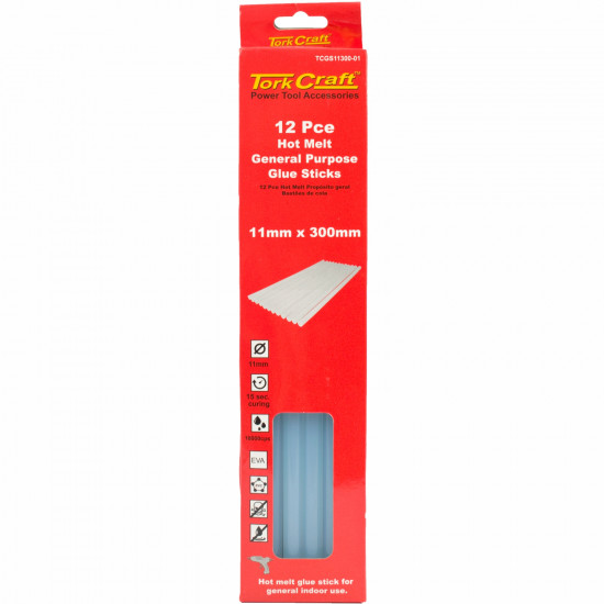 Glue Stick 11 X 300mm 12pc Hot Melt Gen. Purpose Eva 18000cps Glue Stick 11 X 300mm 12pc Hot Melt Gen. Purpose Eva 18000cps