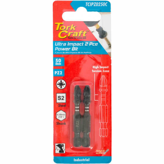 Impact Pozi.2 X 50mm Power Bit 2/card Pz2 Impact Pozi.2 X 50mm Power Bit 2/card Pz2