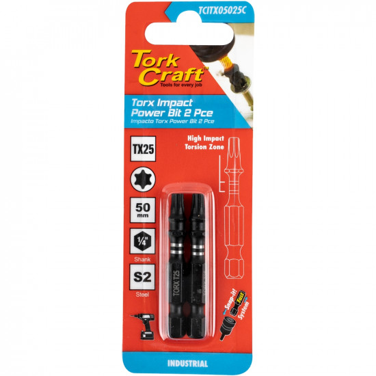 Torx Tx 25 Impact Power Bit 50mm 2pc Carded Torx Tx 25 Impact Power Bit 50mm 2pc Carded