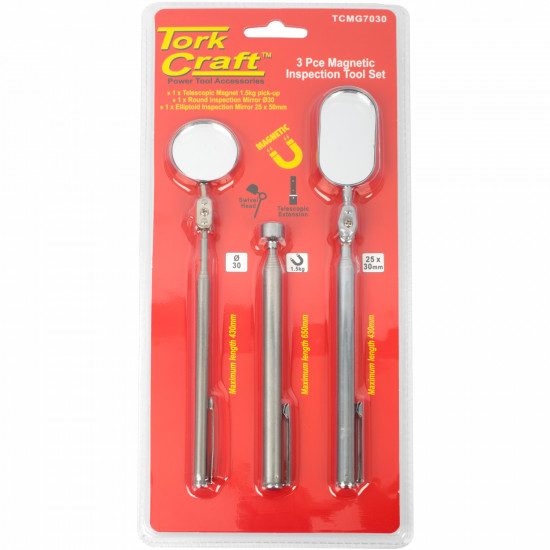 Magnetic Inspection Tool Set 3pc 2 X Insp. Mirror 1 X Pick Up Magnetic Inspection Tool Set 3pc 2 X Insp. Mirror 1 X Pick Up