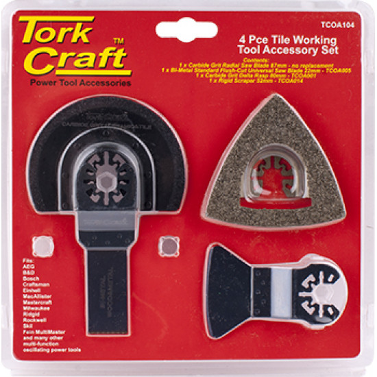 Quick Change Oscillating Tile Working Accessory Kit 4pc Quick Change Oscillating Tile Working Accessory Kit 4pc