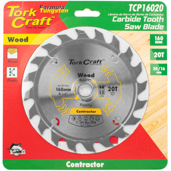 Blade Contractor 160 X 20t 20/16 Circular Saw Tct Blade Contractor 160 X 20t 20/16 Circular Saw Tct