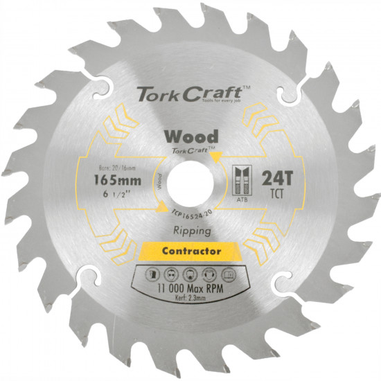 Blade Contractor 165 X 24t 20/16 Circular Saw Tct Blade Contractor 165 X 24t 20/16 Circular Saw Tct