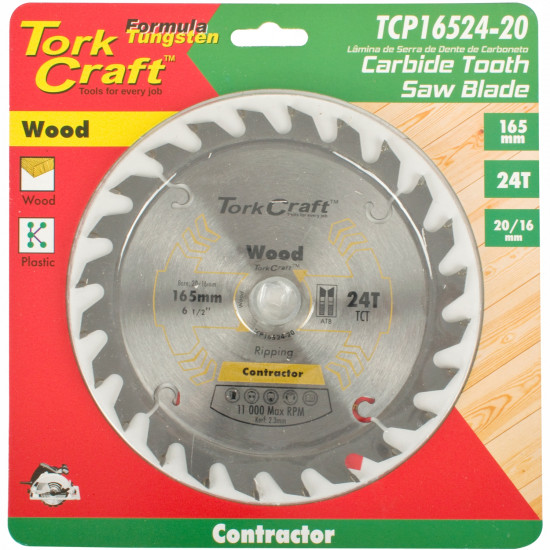 Blade Contractor 165 X 24t 20/16 Circular Saw Tct Blade Contractor 165 X 24t 20/16 Circular Saw Tct