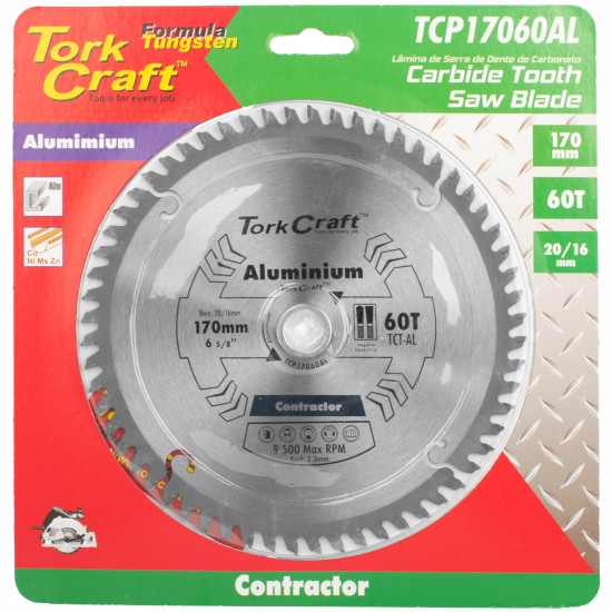 Blade Contractor Alum 170 X 60t 20/16 Circular Saw Tct Blade Contractor Alum 170 X 60t 20/16 Circular Saw Tct
