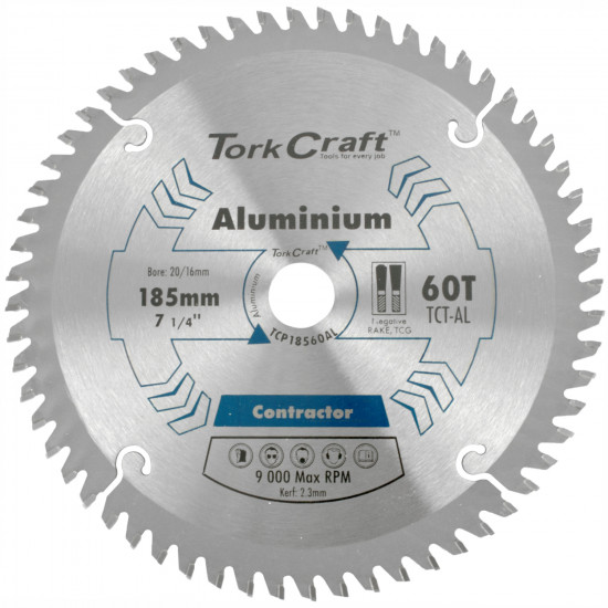 Blade Contractor Alum 185 X 60t 20/16 Circular Saw Tct Blade Contractor Alum 185 X 60t 20/16 Circular Saw Tct