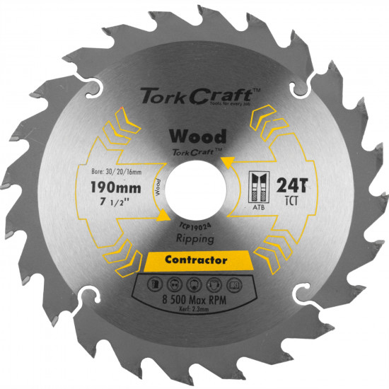 Blade Contractor 190 X 24t 30/20/16 Circular Saw Tct Blade Contractor 190 X 24t 30/20/16 Circular Saw Tct