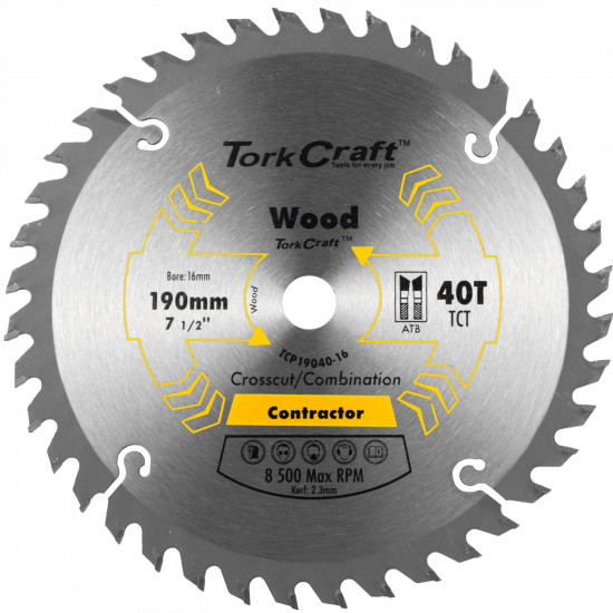 Blade Contractor 190 X 40t 16mm Circular Saw Tct Blade Contractor 190 X 40t 16mm Circular Saw Tct