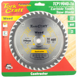 Blade Contractor 190 X 40t 16mm Circular Saw Tct