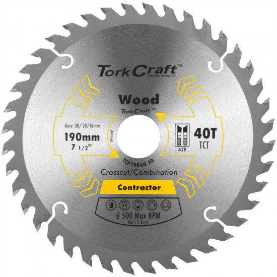 Blade Contractor 190 X 40t 30/20/16 Circular Saw Tct Blade Contractor 190 X 40t 30/20/16 Circular Saw Tct