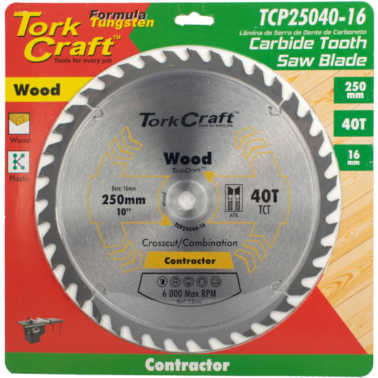 Blade Contractor 250 X 40t 16mm Circular Saw Tct Blade Contractor 250 X 40t 16mm Circular Saw Tct