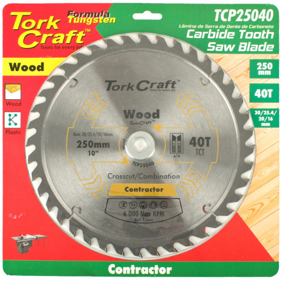 Blade Contractor 250 X 40t 30/1/20/16 Circular Saw Tct