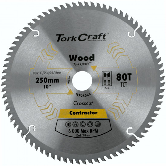 Blade Contractor 250 X 80t Atb 30/16 Circular Saw Tct Blade Contractor 250 X 80t Atb 30/16 Circular Saw Tct