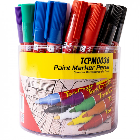 Paint Marker Pen 36pc Bulk Tub Red/yel/white/black/blue/green/purple/o Paint Marker Pen 36pc Bulk Tub Red/yel/white/black/blue/green/purple/o