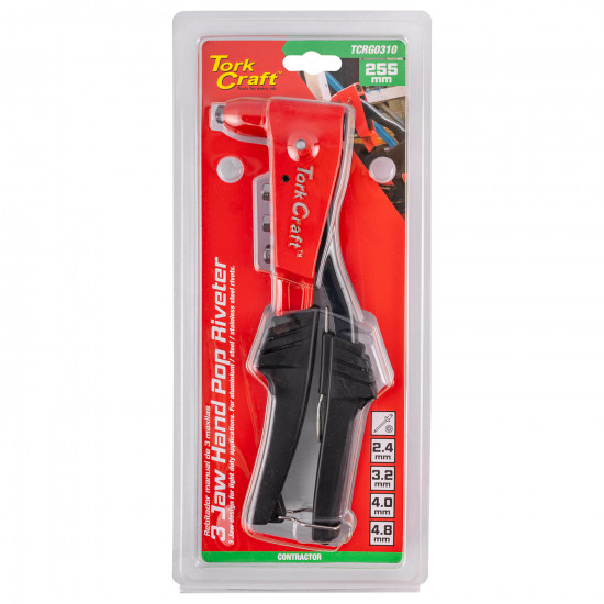 Aluminium Hand Pop Riveter 4.8mm Max 3 Jaw H/duty Aluminium Hand Pop Riveter 4.8mm Max 3 Jaw H/duty