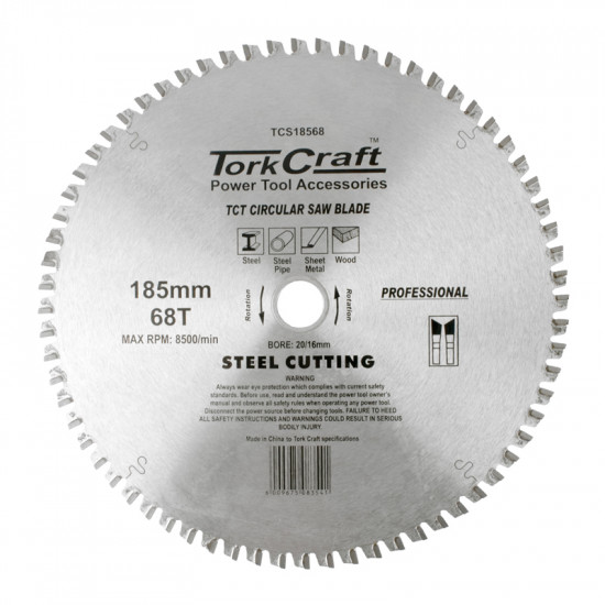 Tct Blade Steel Cutting 185x68t 20/16 Tct Blade Steel Cutting 185x68t 20/16