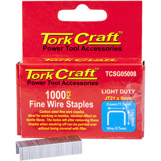 Flat Wire Staple 21g X 0.7mm X 8mm Jt21 1000pc C/steel For Tcsg0500 Flat Wire Staple 21g X 0.7mm X 8mm Jt21 1000pc C/steel For Tcsg0500