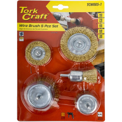 Wire Brush Set 5pce With 6mm Shaft Cup/circ/end