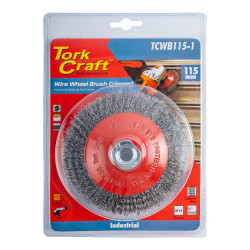 Wire Cup Brush Crimped Bevel Plain 115mmxm14 Blister