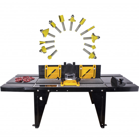 Router Table Rt001 C/w 12pc 1/4 Shank Router Bit Set Dy012b Ag Router Table Rt001 C/w 12pc 1/4 Shank Router Bit Set Dy012b Ag