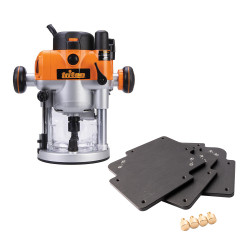 Plunge Router 2400w 1/2'& 1/4'collet 230v & 3pc Rad Gauge Set Ptaf001