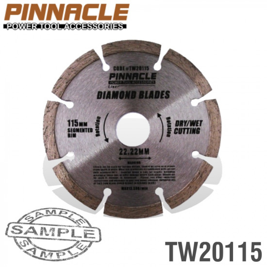 Diamond Blade Segmented 115mm PINNACLE Brand Diamond Blade Segmented 115mm PINNACLE Brand